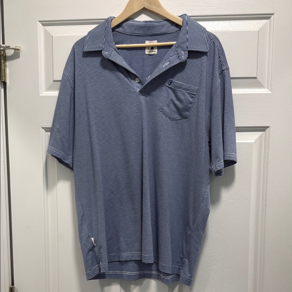 Duck Head Navy Striped Polo Shirt